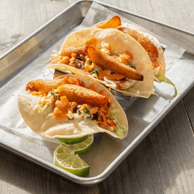 Salmon Tacos.